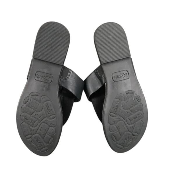 Korks Shoes Womens 9 Sandals Casual T Strap Thong Flats Slip On Black Comfort - Picture 8 of 13